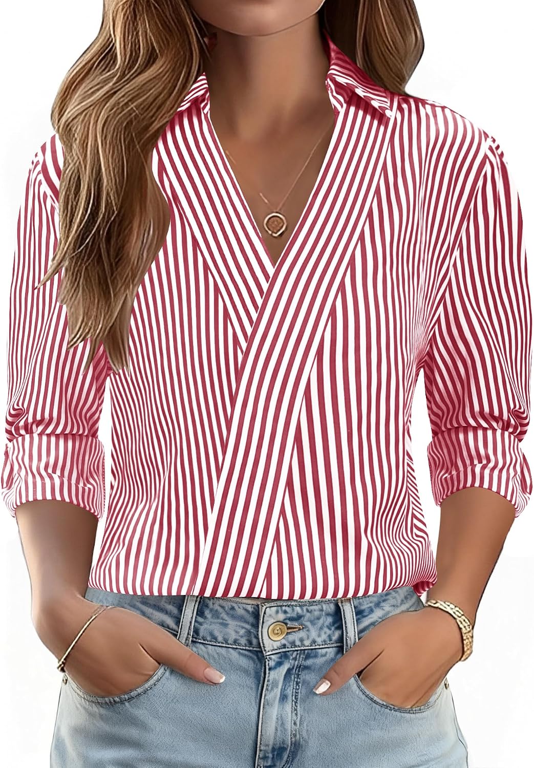 LOMON 3/4 Length Sleeve Womens