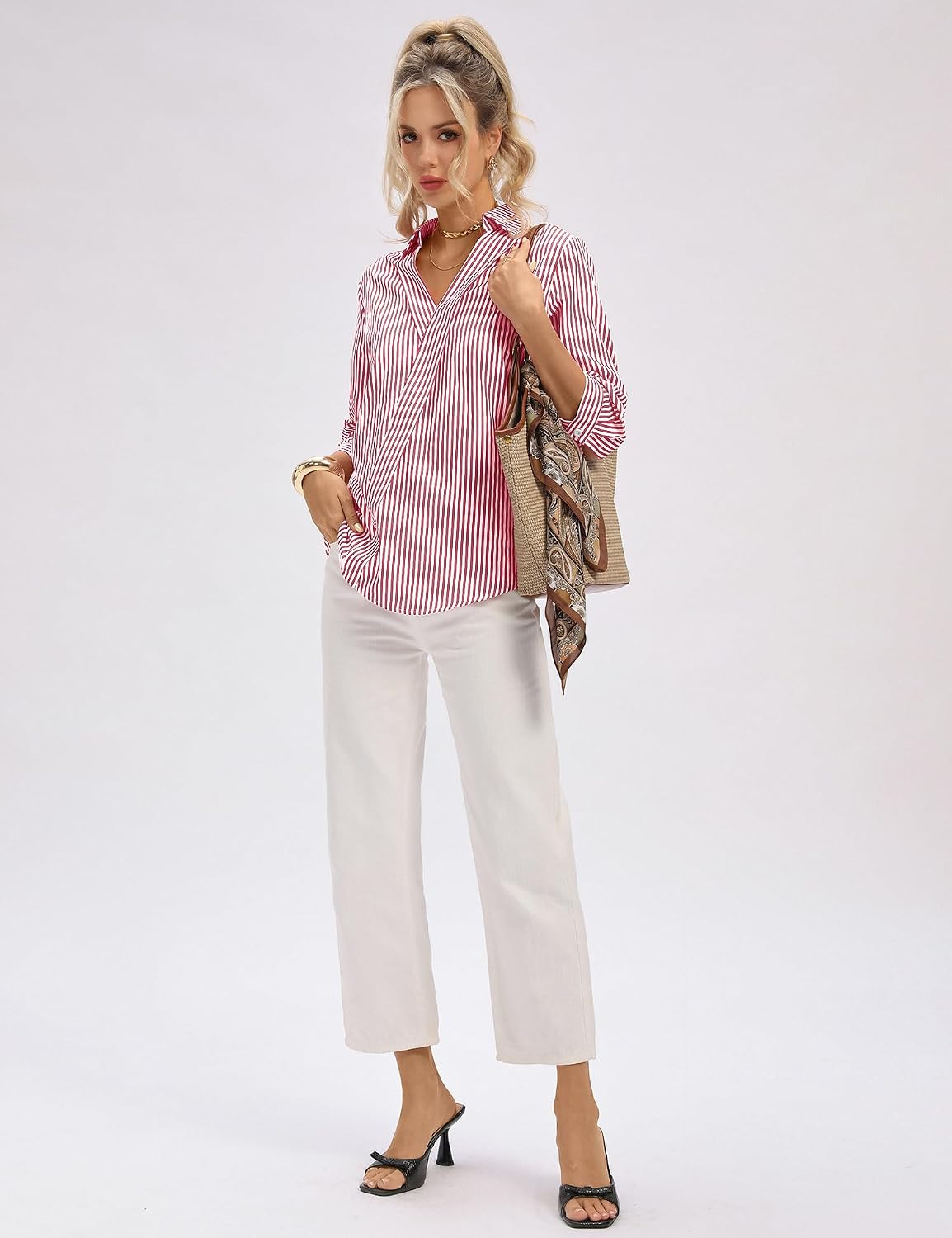 LOMON 3/4 Length Sleeve Womens