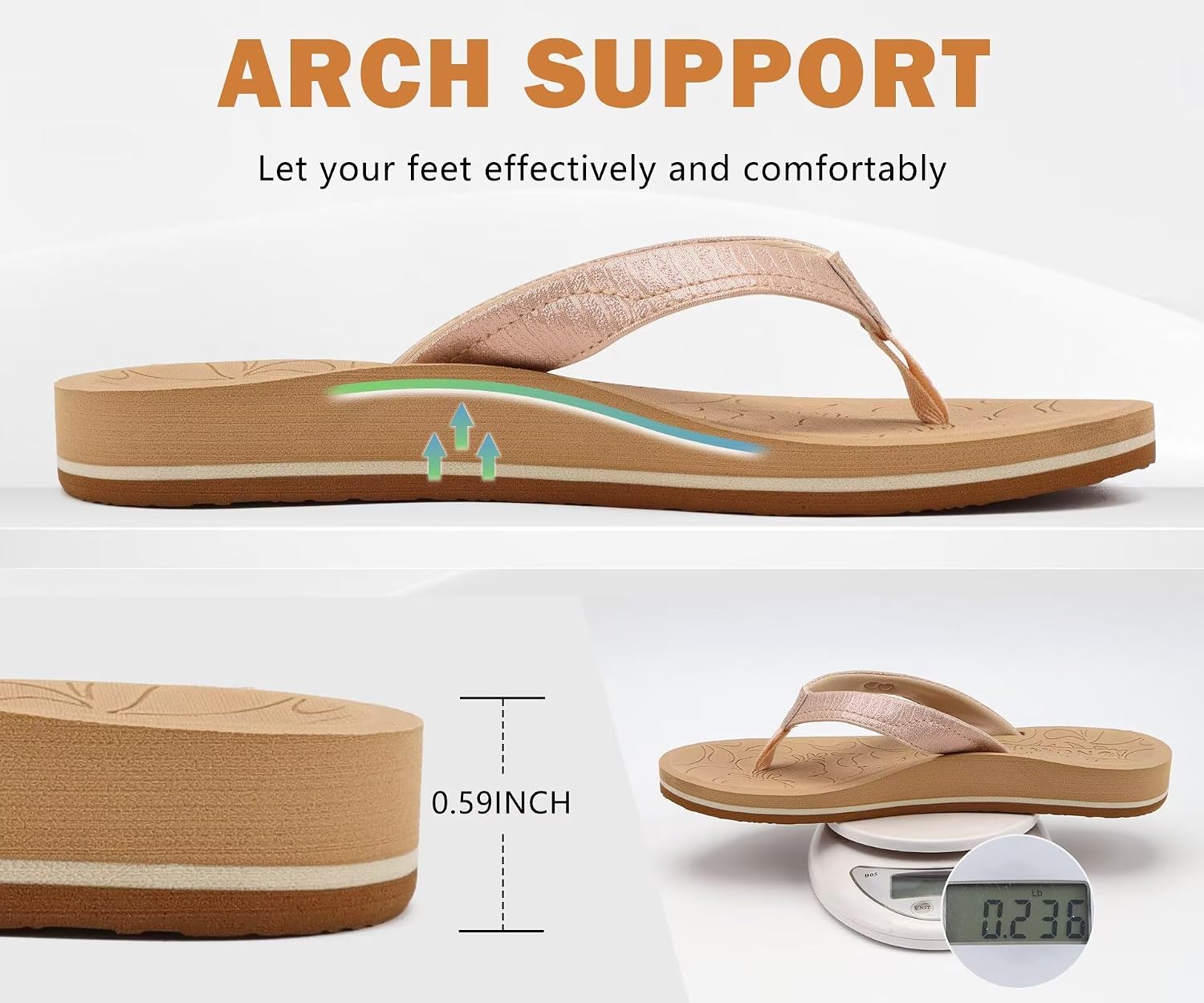 ONCAI Women's Flip Flops Comfortable