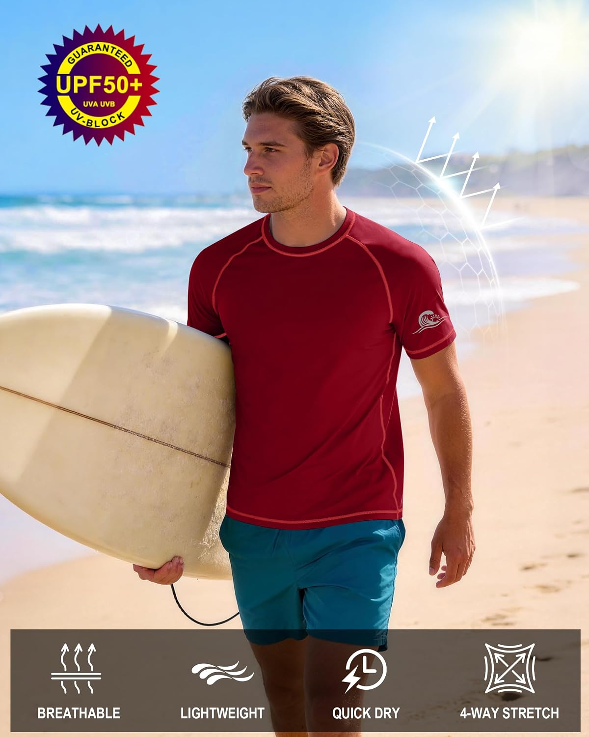 Men's Swim Shirts, UPF 50+