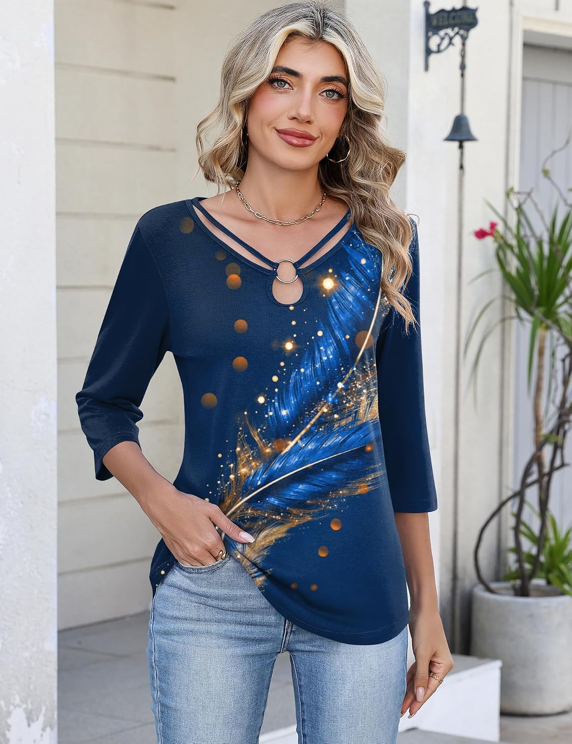 Rapbin 3/4 Length Sleeve Womens