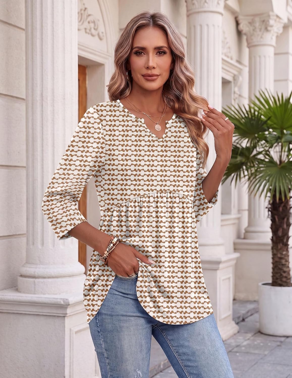 Zeagoo 3/4 Length Sleeve Womens
