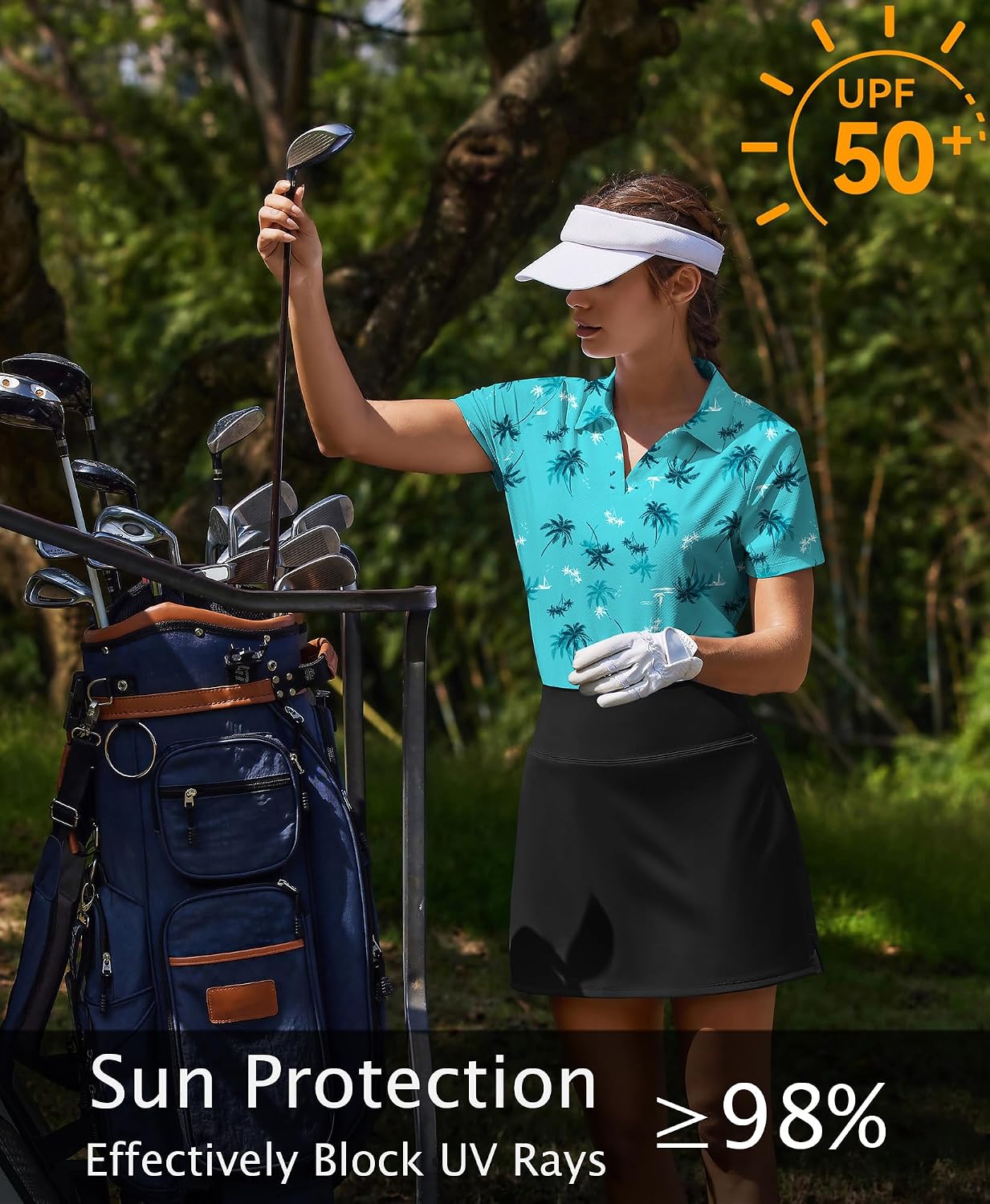 PINSPARK Womens Golf Shirt Short