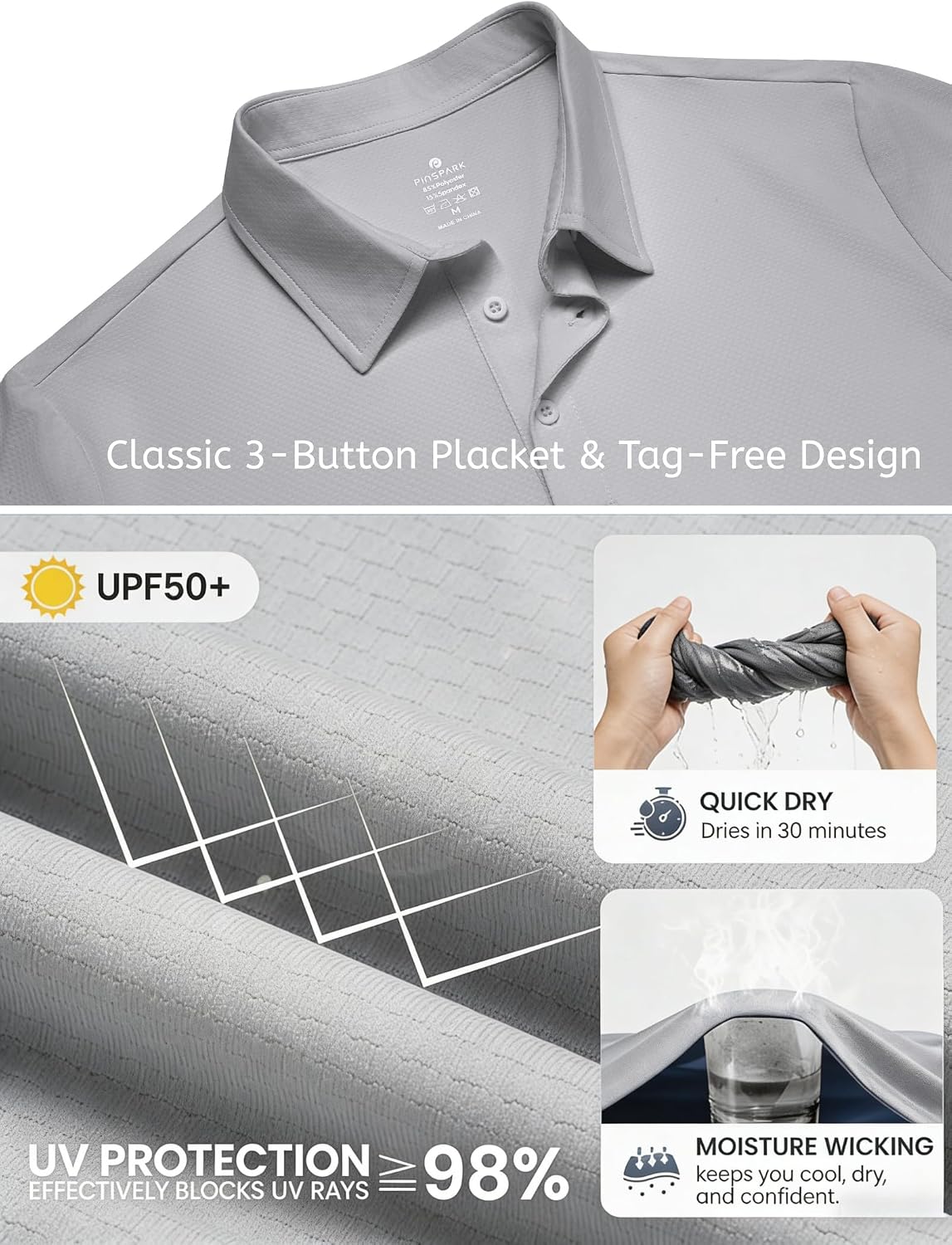 PINSPARK Men's Golf Polo Shirts