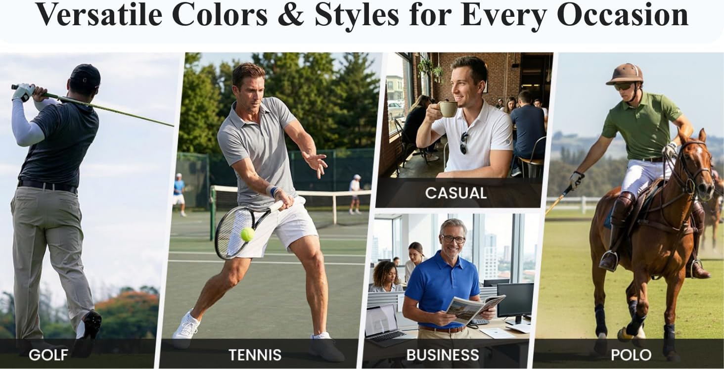 PINSPARK Men's Golf Polo Shirts