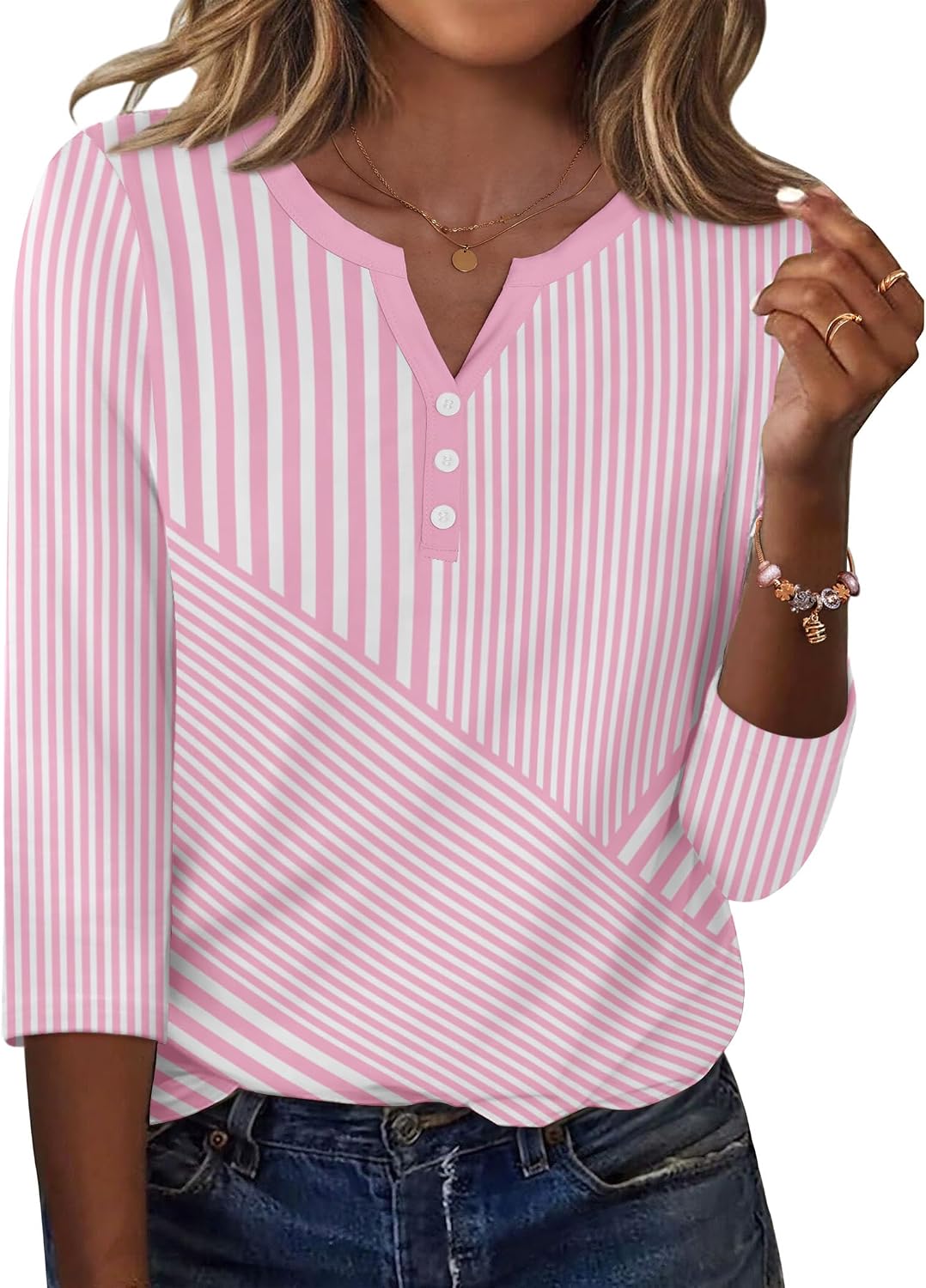 Zeagoo 3/4 Length Sleeve Womens Tops Casual Dressy Summer Fall Shirts