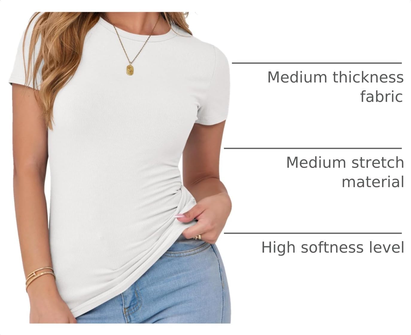 ANRABESS Women's Ribbed Short Sleeve Tops Basic Tee Shirts - Image 4