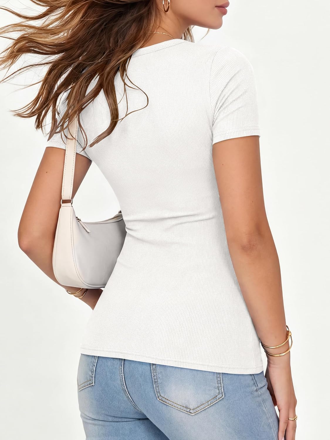 ANRABESS Women's Ribbed Short Sleeve Tops Basic Tee Shirts - Image 5