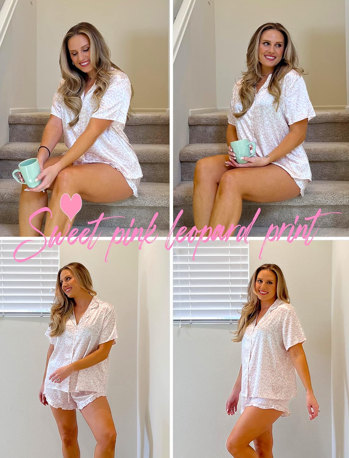 HOTOUCH Womens Satin Pajamas Set Button Down 2 Piece Ruffle Shorts Set - Image 2