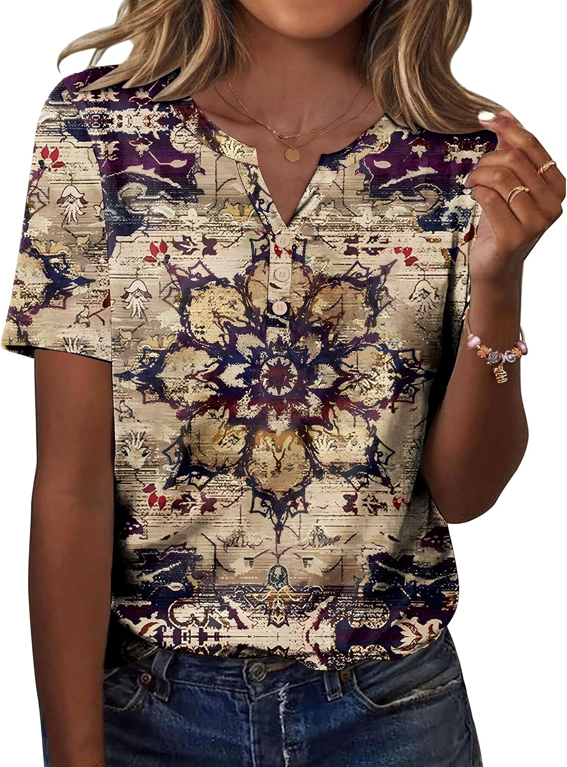 Zeagoo Womens Summer Tops Casual Short Sleeve V Neck T Shirts Dressy Blouse