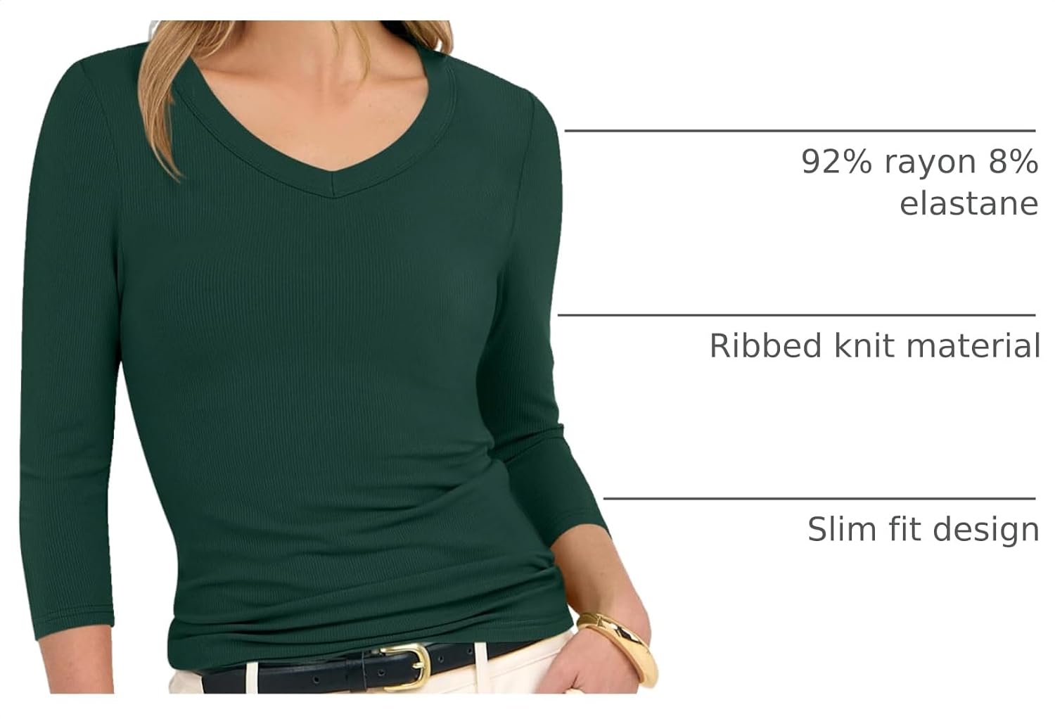 ANRABESS Womens 3/4 Length Sleeve