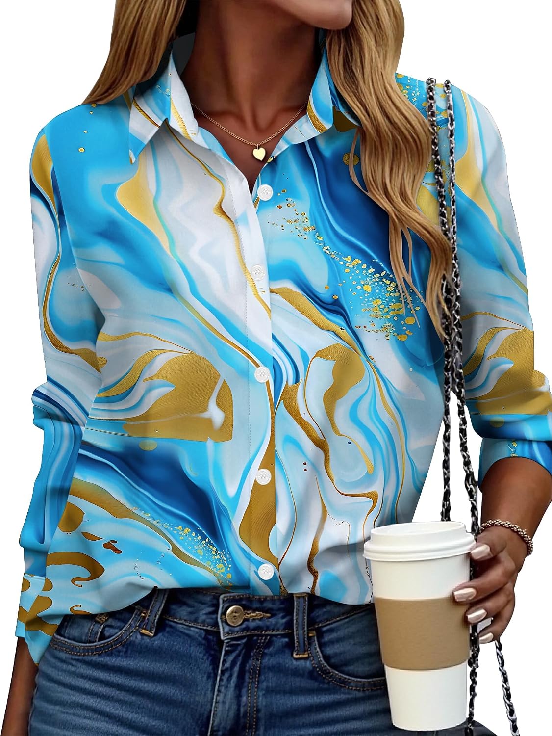 Zeagoo Button Down Shirt Women Long Sleeve Blouses Casual Tops Work Outfits