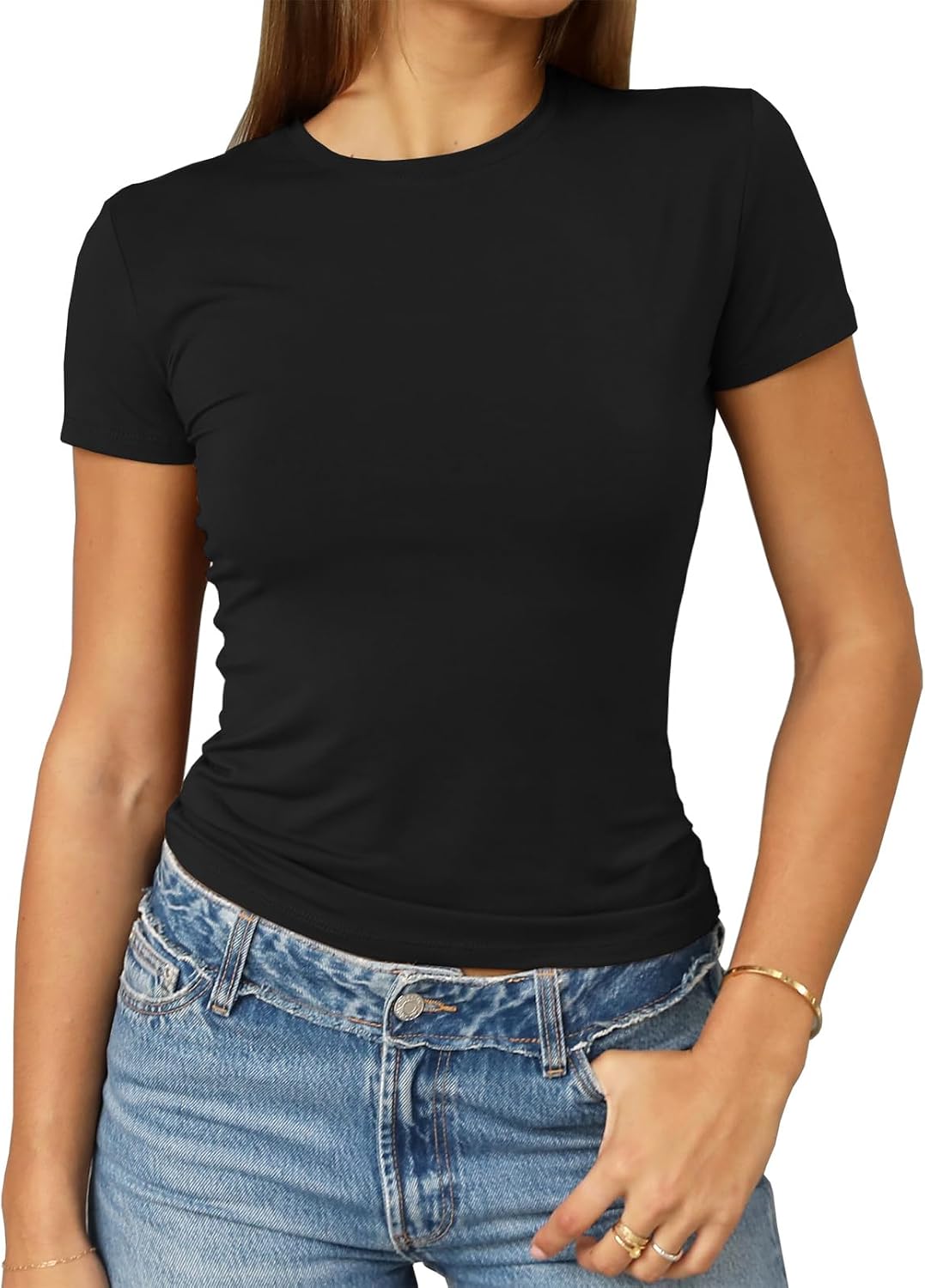 Abardsion Women's Casual Basic Slim Fit T Shirts