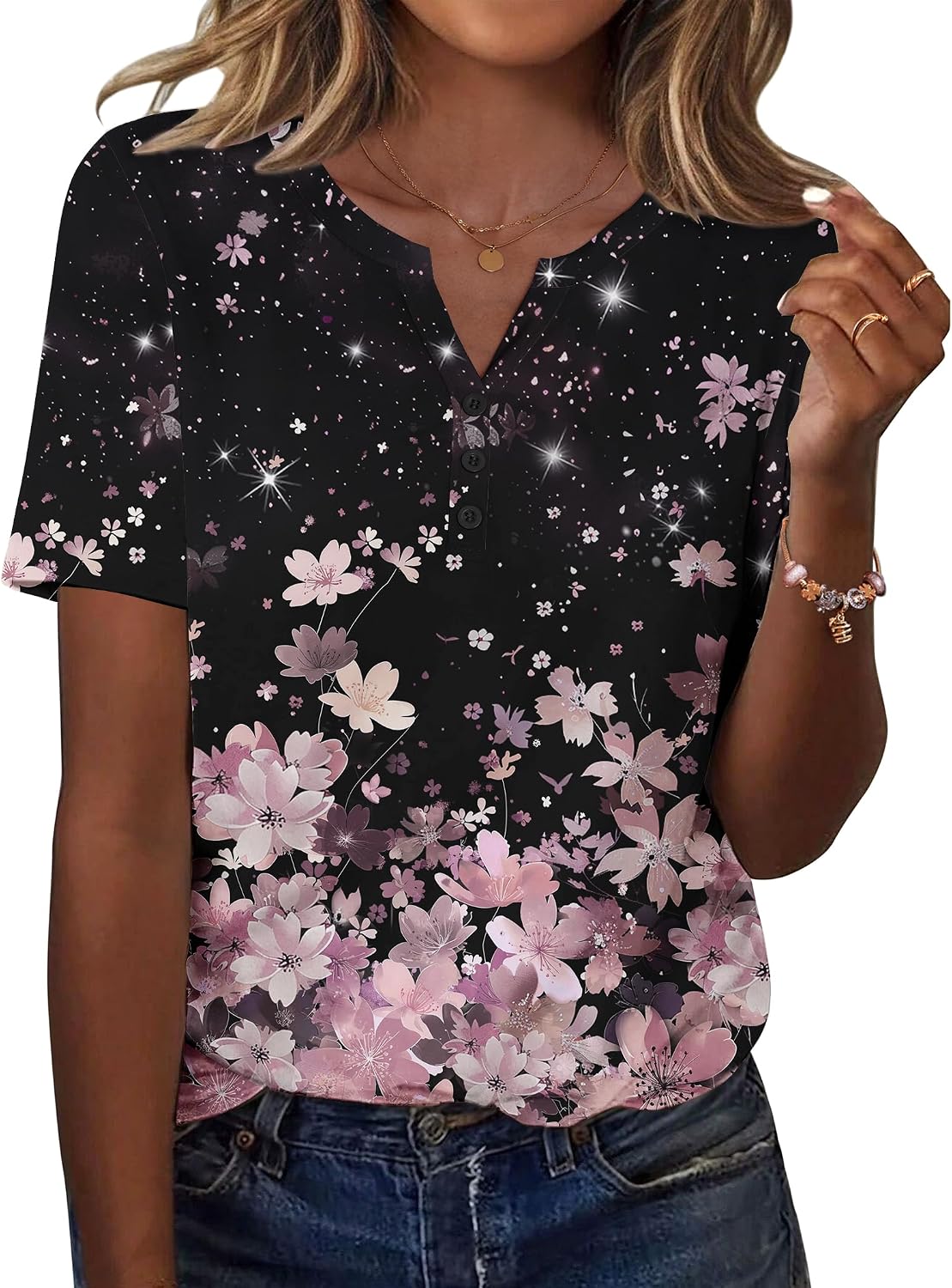 Zeagoo Womens Summer Tops Casual Short Sleeve V Neck T Shirts Dressy Blouse