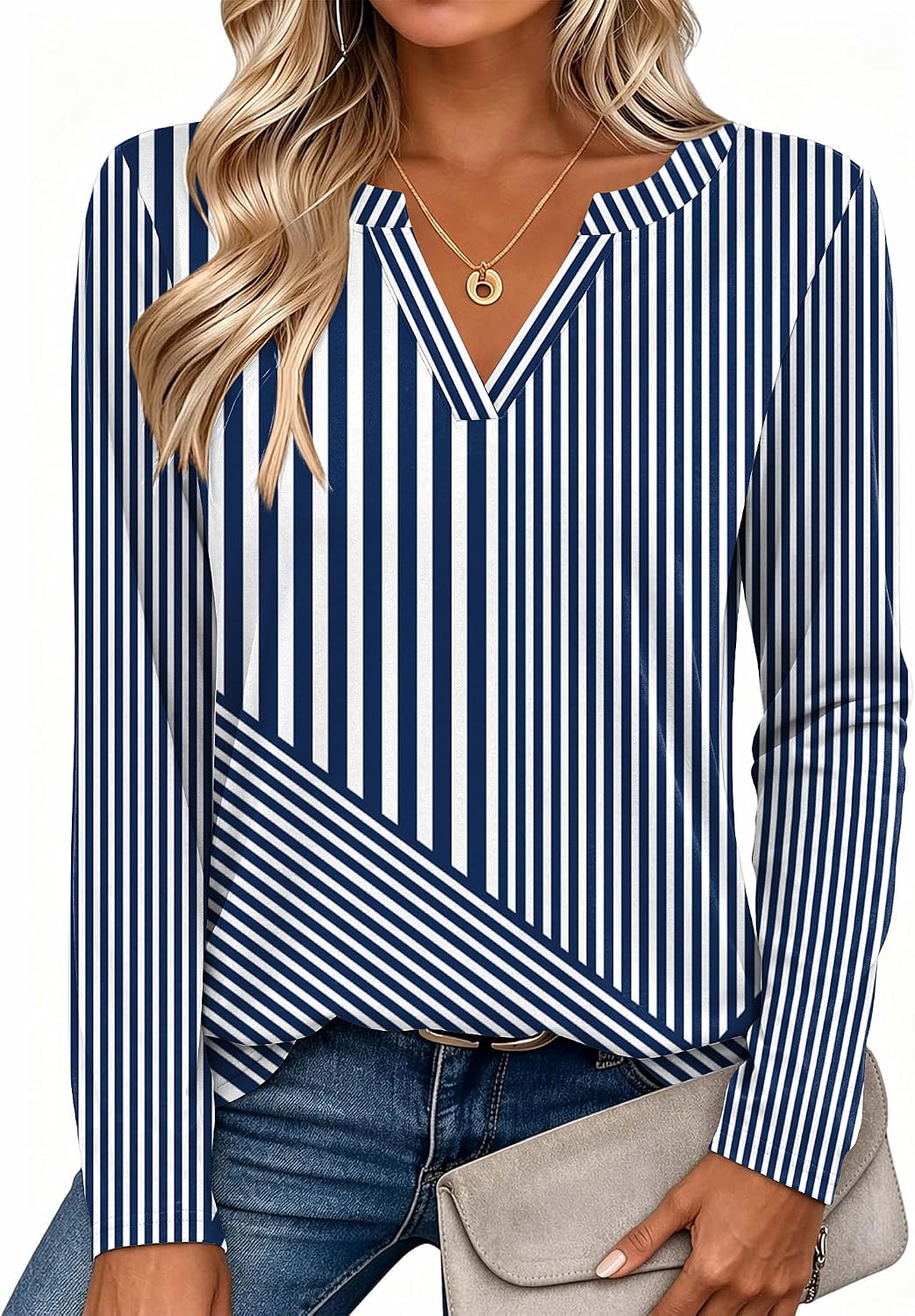 Zeagoo Womens Tops Long Sleeve V Neck Tee Shirts Cute Dressy Casual
