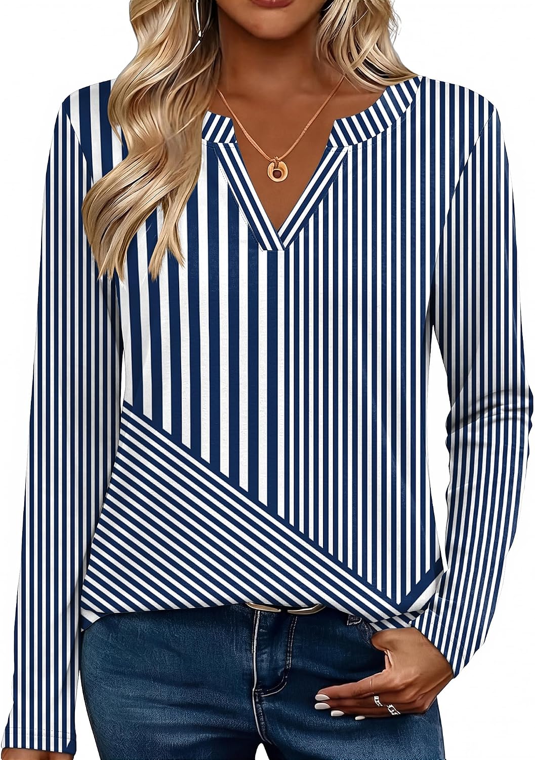 Zeagoo Womens Tops Long Sleeve V Neck Tee Shirts Cute Dressy Casual - Image 2