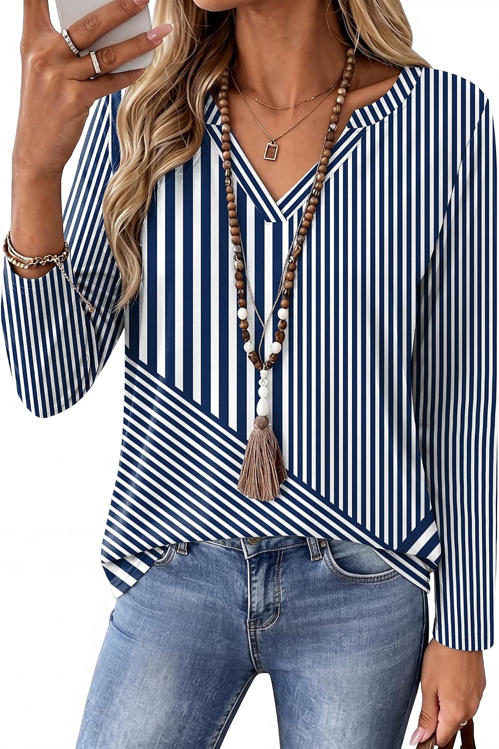 Zeagoo Womens Tops Long Sleeve V Neck Tee Shirts Cute Dressy Casual - Image 3