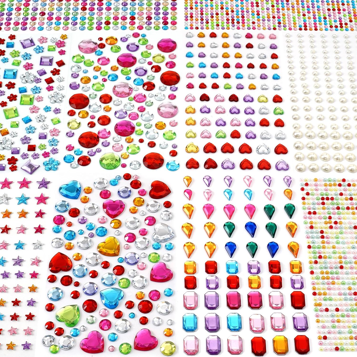 MYDBUYSOME 2774pcs Gem Stickers Jewels for Crafts, Adhesive Gems Rhinestone