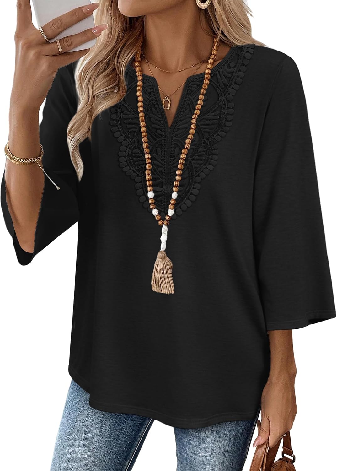 WIHOLL 3/4 Length Sleeve Womens