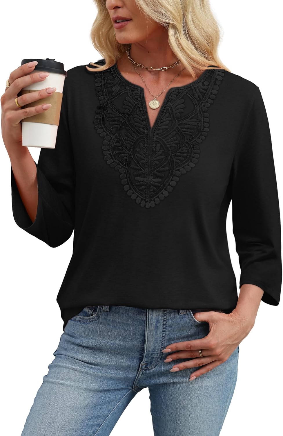 WIHOLL 3/4 Length Sleeve Womens