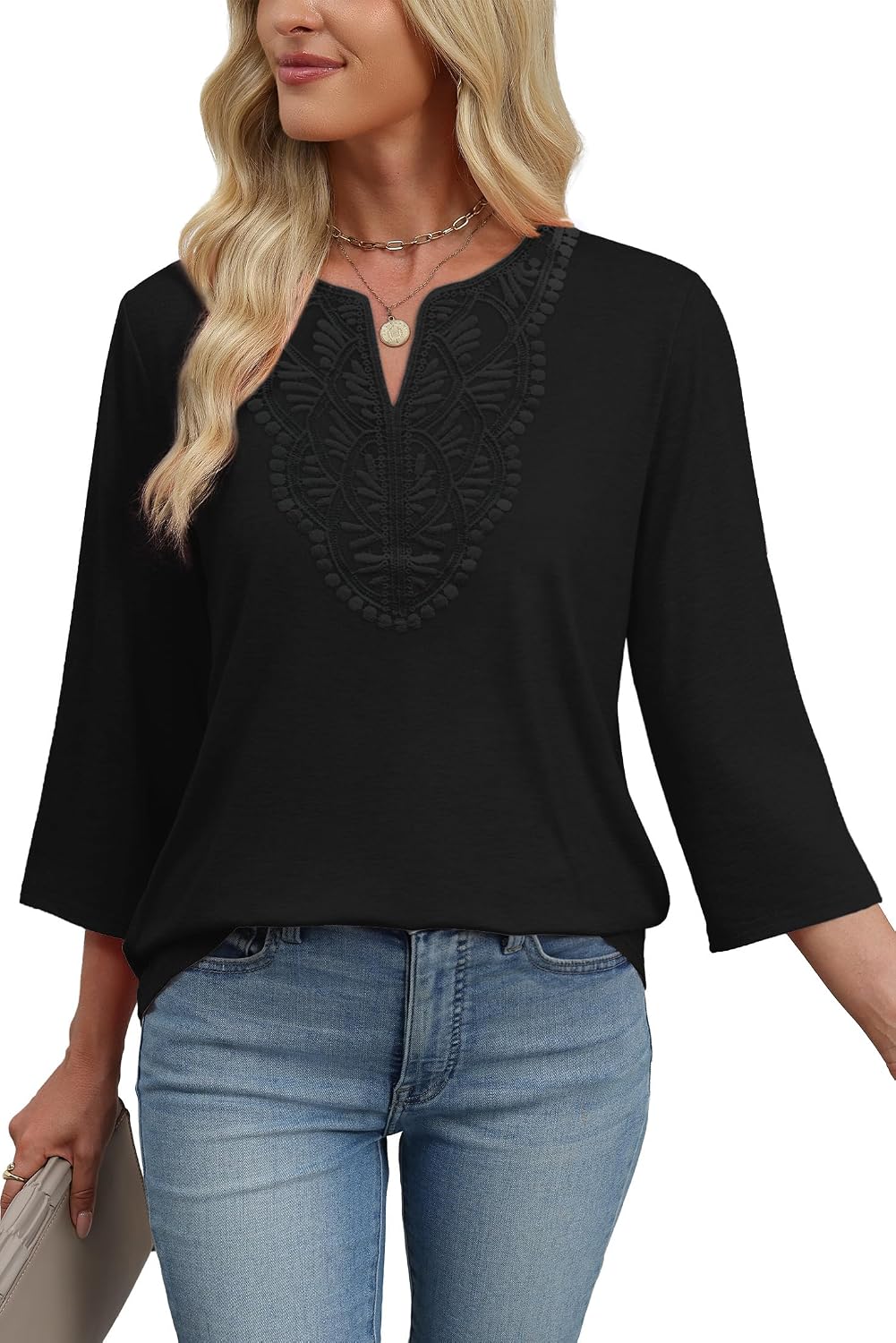 WIHOLL 3/4 Length Sleeve Womens