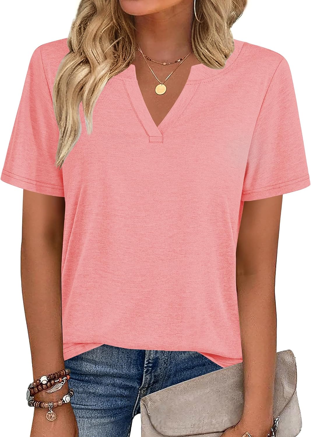 Zeagoo Womens Tops Short Sleeve V Neck Tee Shirts Cute Dressy Casual - Image 2