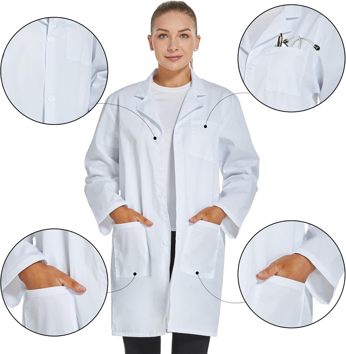 VOGRYE Womens Medical Lab Coat