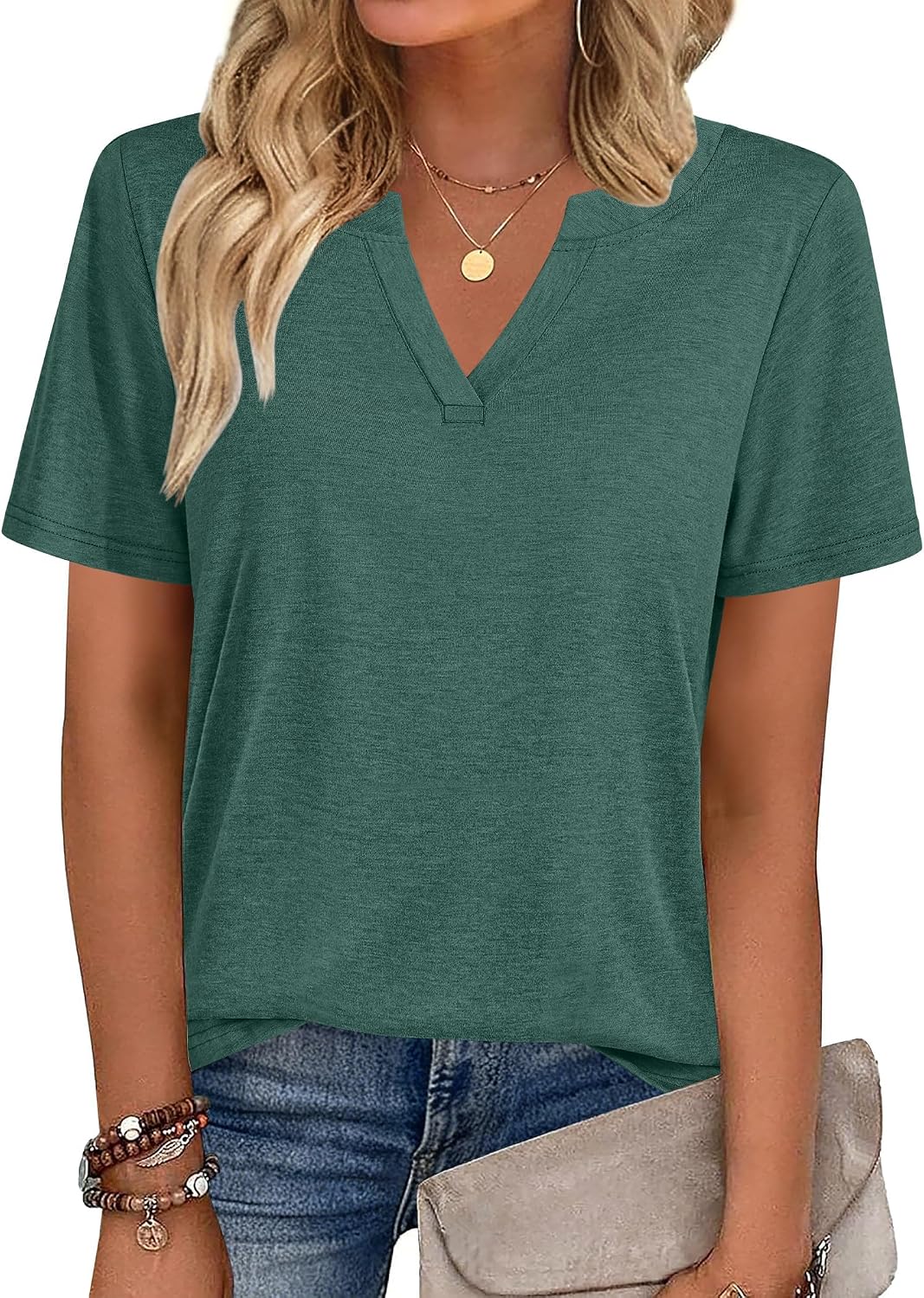 Zeagoo Womens Tops Short Sleeve V Neck Tee Shirts Cute Dressy Casual - Image 2
