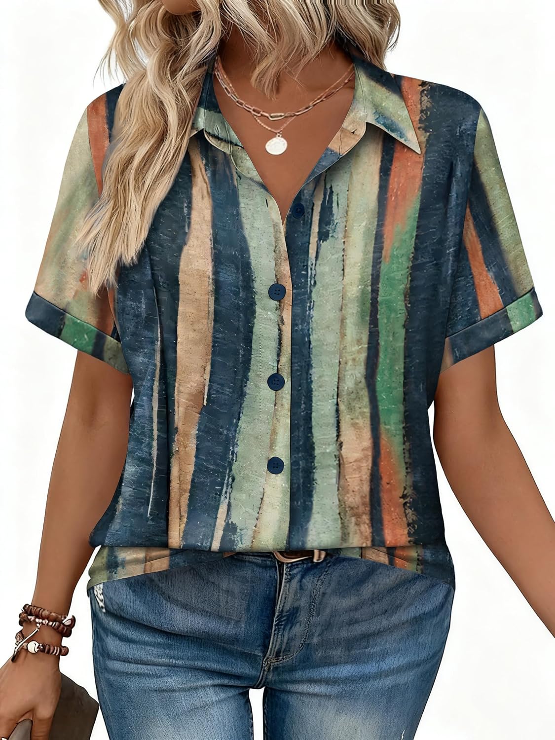 Zeagoo Button Down Shirts for Women Short Sleeve Tops Dressy Casual Blouses