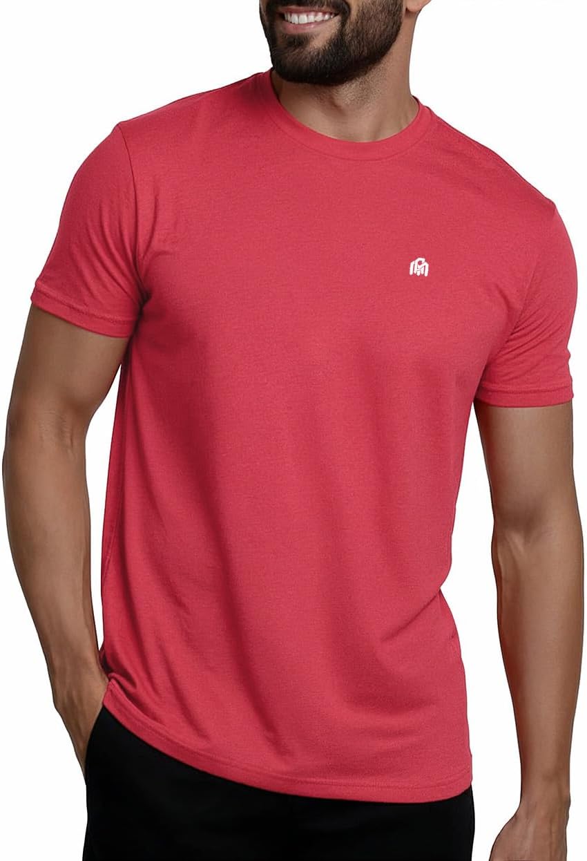 Mens T Shirts Soft Cotton Crew Neck Athletic Fit Casual Tees S-4XL