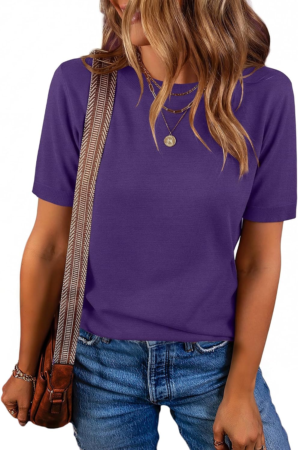RUMIA Short Sleeve Sweater for Women Lightweight Business Casual Tops - Image 2