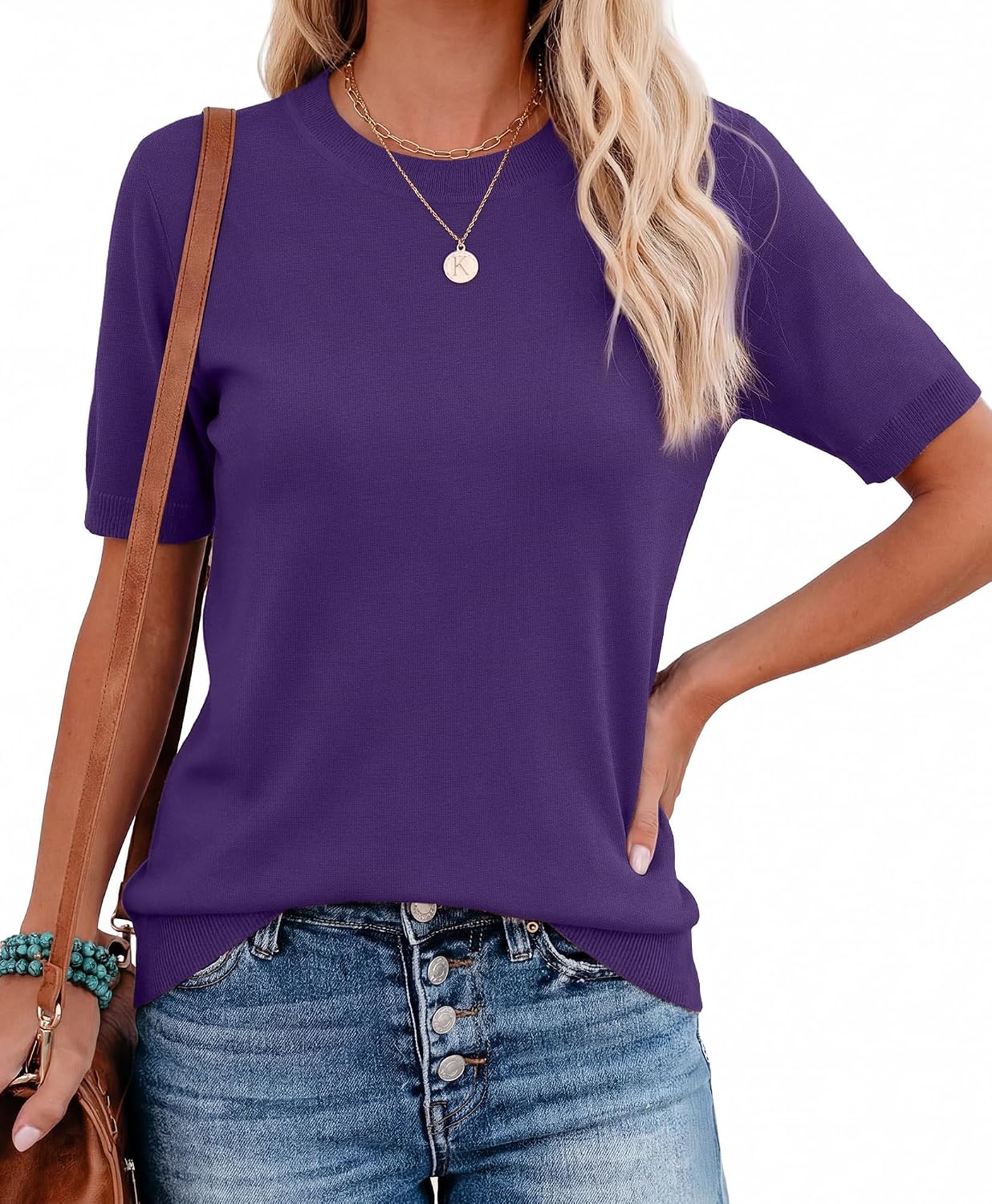 RUMIA Short Sleeve Sweater for Women Lightweight Business Casual Tops - Image 4