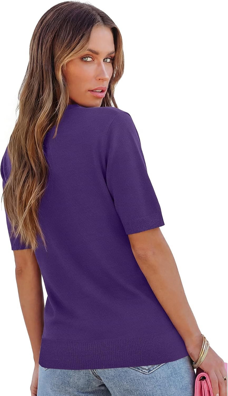 RUMIA Short Sleeve Sweater for Women Lightweight Business Casual Tops - Image 5