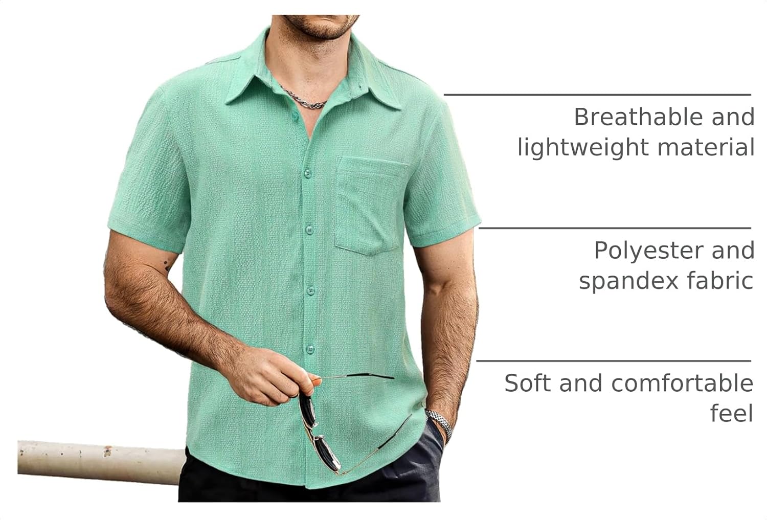 VATPAVE Mens Button Down Short