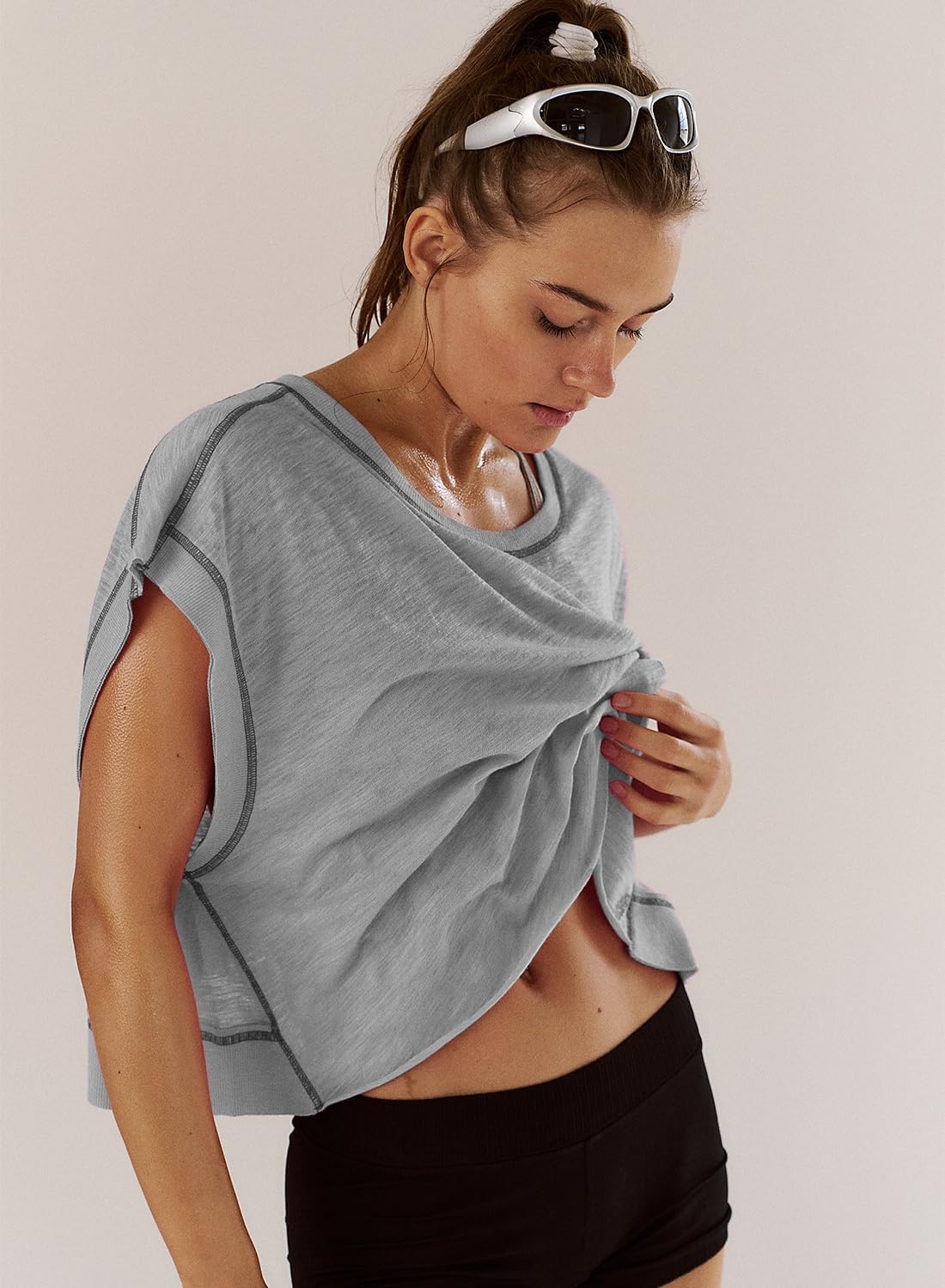 Kumufenc Women Short Sleeve Workout