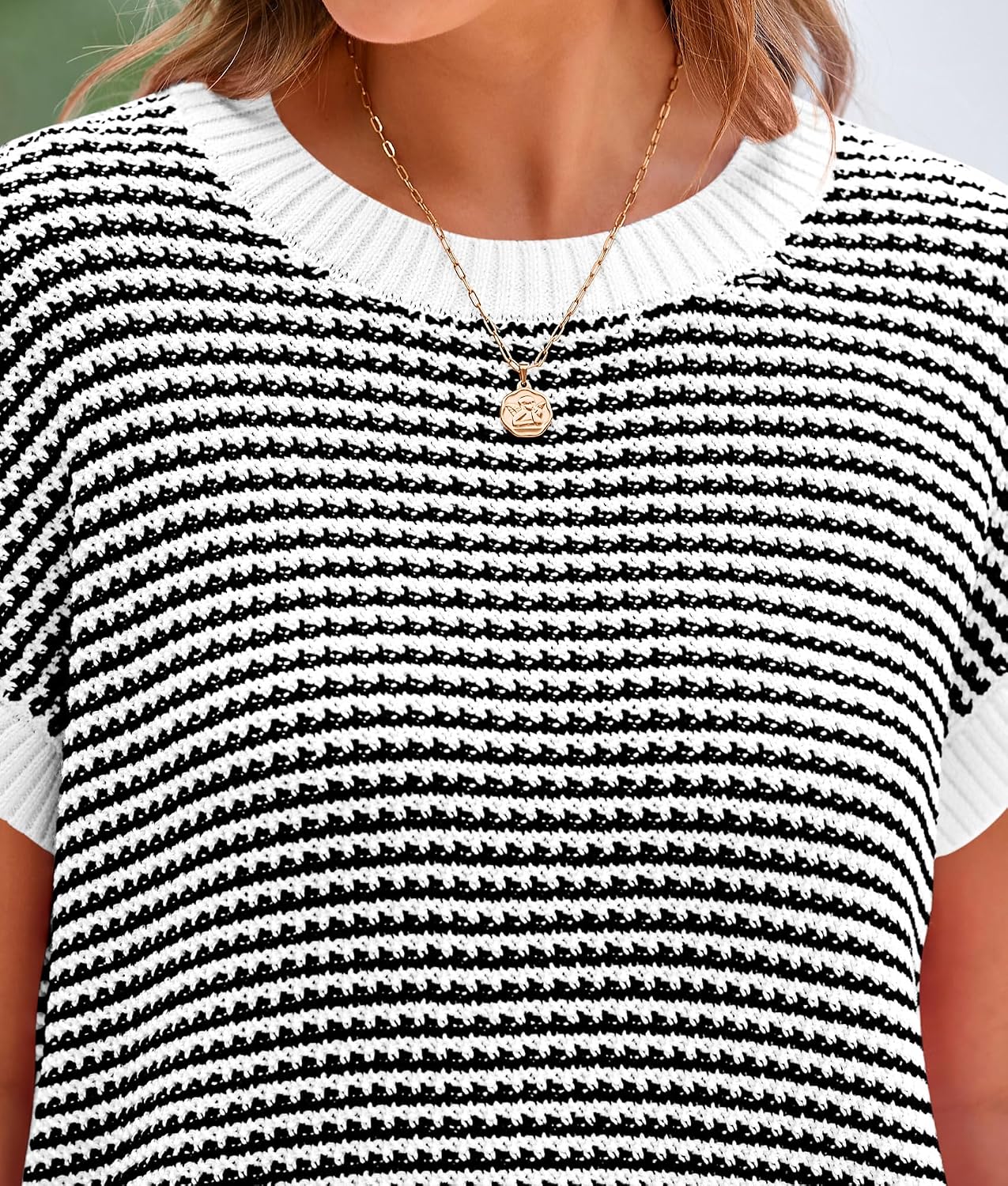 PRETTYGARDEN Women's Striped Short Sleeve Sweater Vest - Image 6