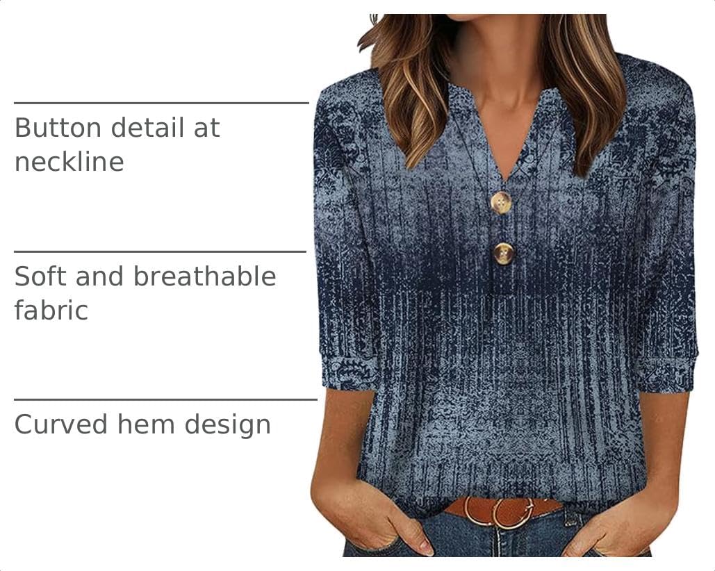 OFEEFAN Womens Tops 3/4 Sleeve