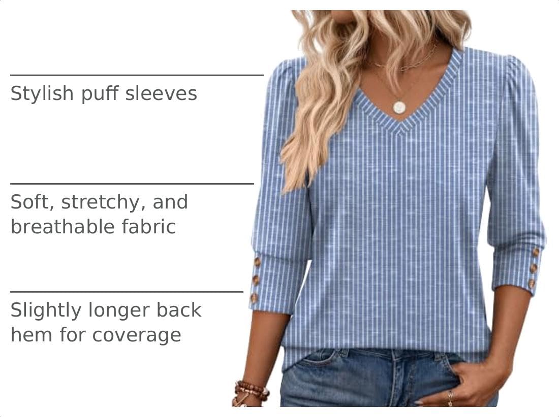 Zeagoo Womens 3/4 Sleeve V Neck T Shirts Dressy Casual Tops - Image 4