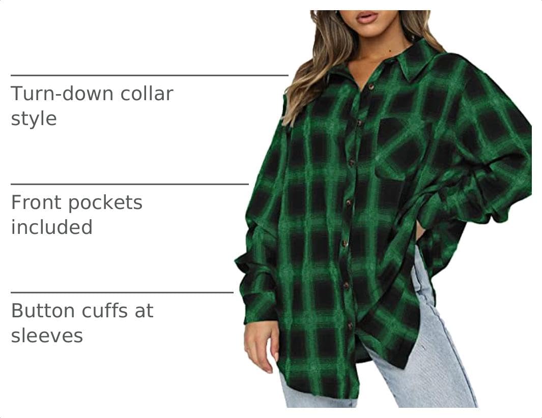 CHYRII Womens Button Down Flannel