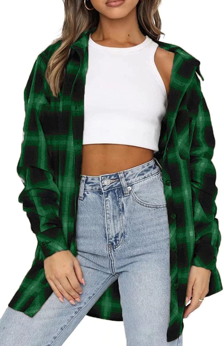 CHYRII Womens Button Down Flannel
