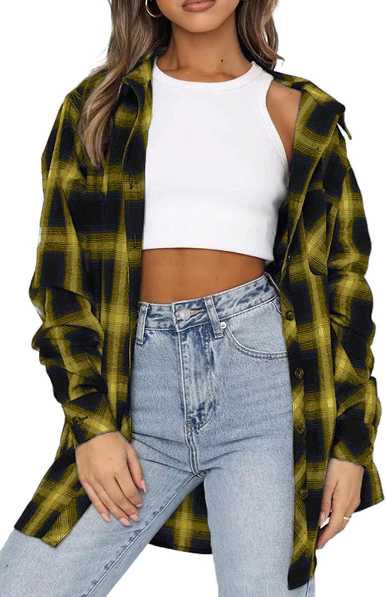 CHYRII Womens Button Down Flannel