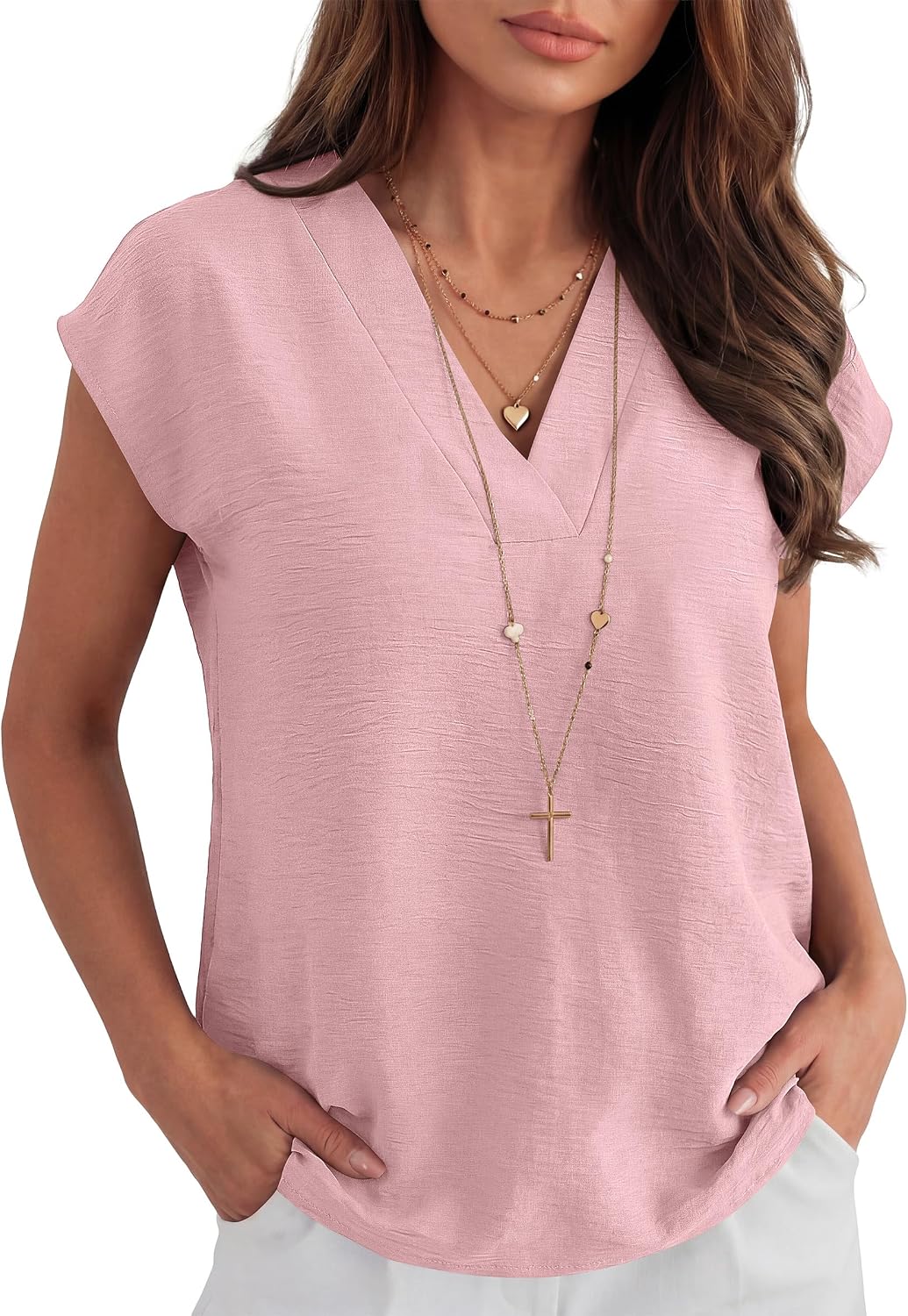 ANRABESS Women Tops Cap Sleeve