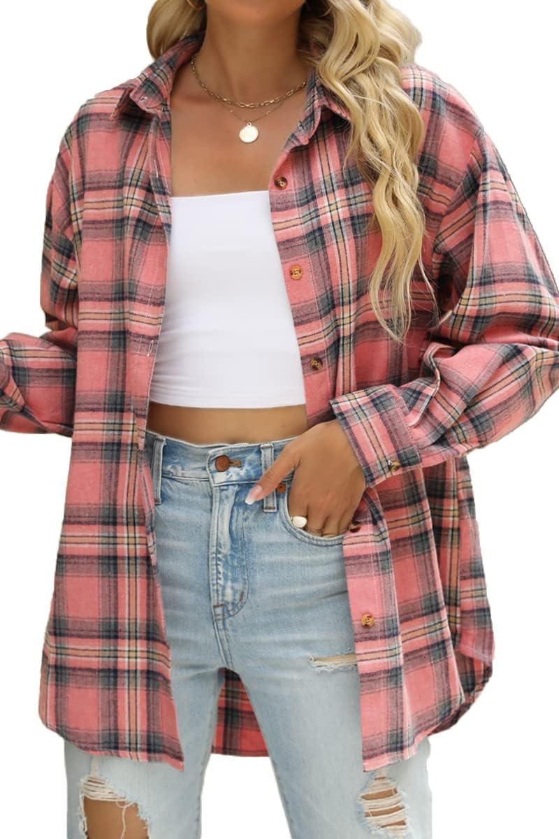 CHYRII Womens Button Down Flannel