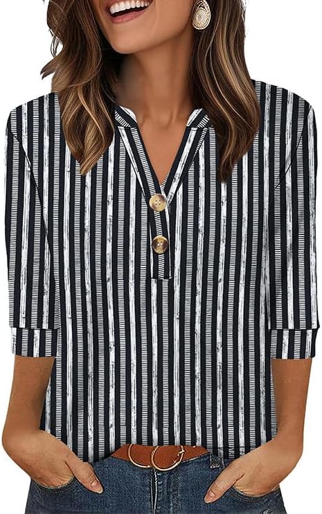 OFEEFAN Womens Tops 3/4 Sleeve