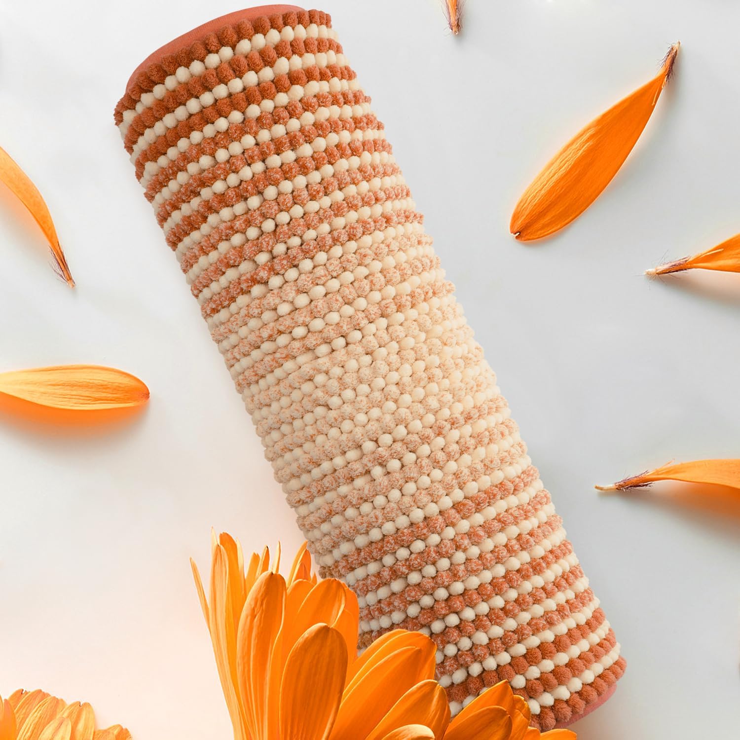 BSICPRO Fall Bathroom Rugs, 17x24 Chenille Bath Mats, Pumpkin Orange