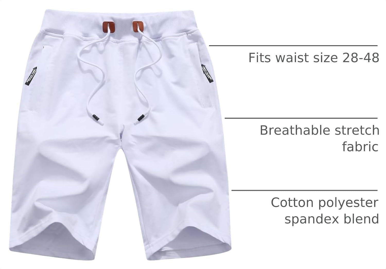 QPNGRP Mens Shorts Casual Drawstring Zipper Pockets Elastic Waist - Image 4