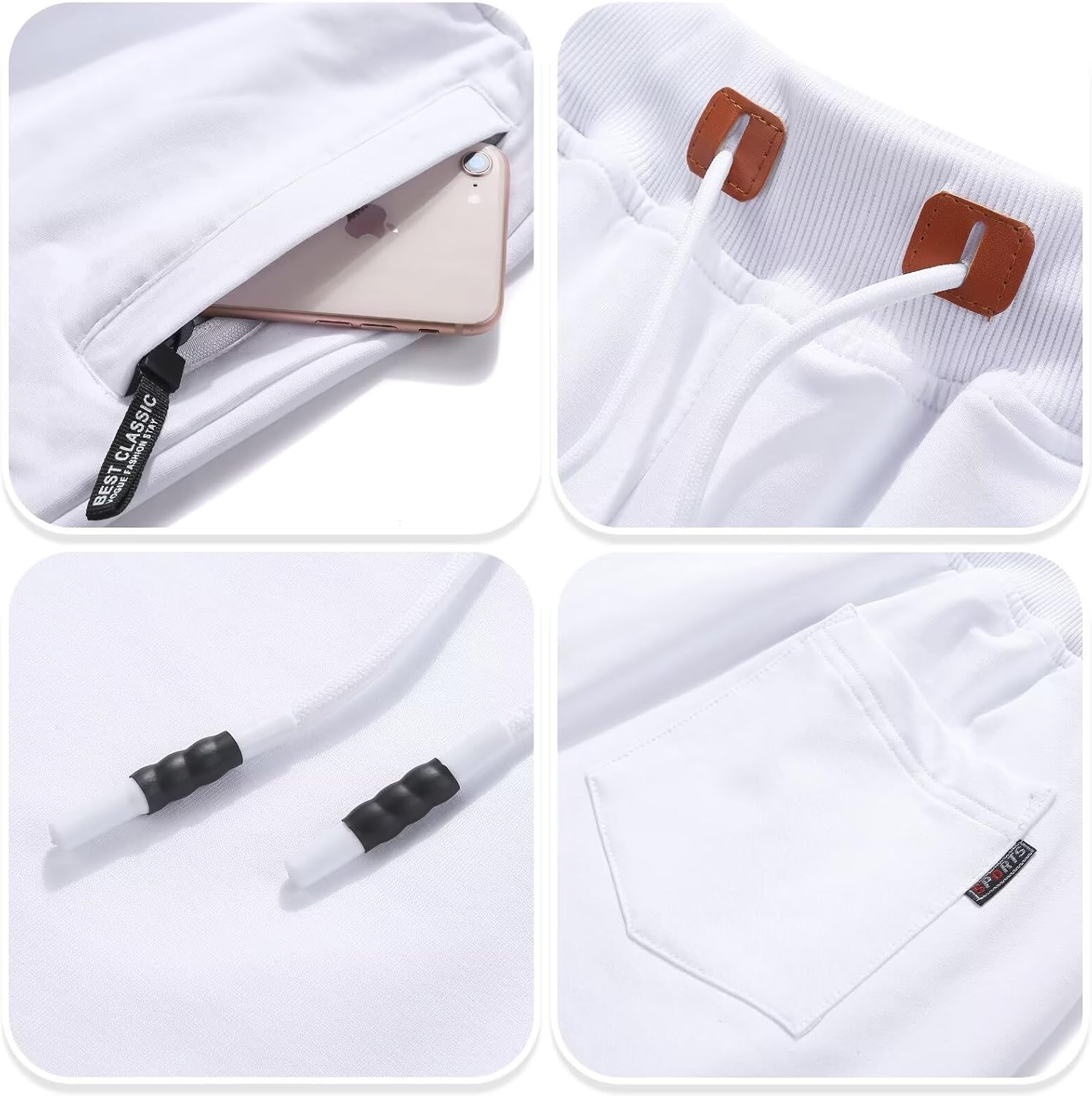 QPNGRP Mens Shorts Casual Drawstring Zipper Pockets Elastic Waist - Image 6