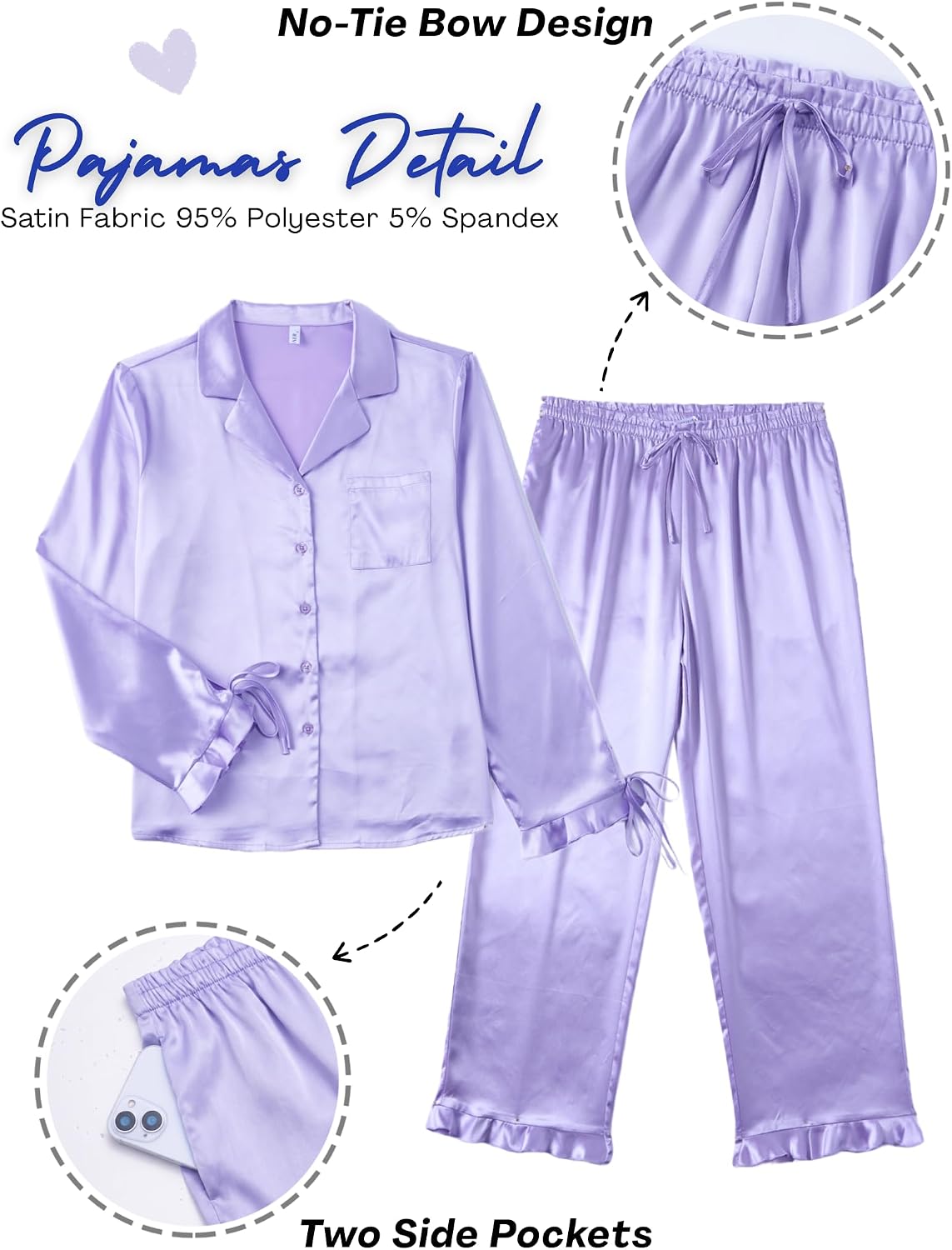 Ekouaer Satin Pajamas for Women