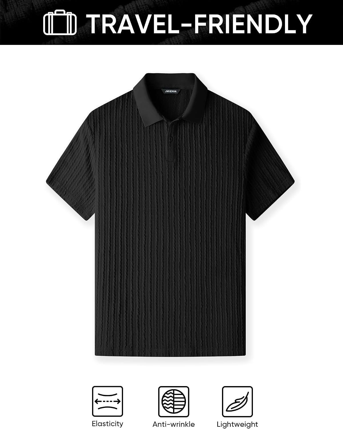 JMIERR Men's Textured Polo Shirt Short Sleeve - Image 5