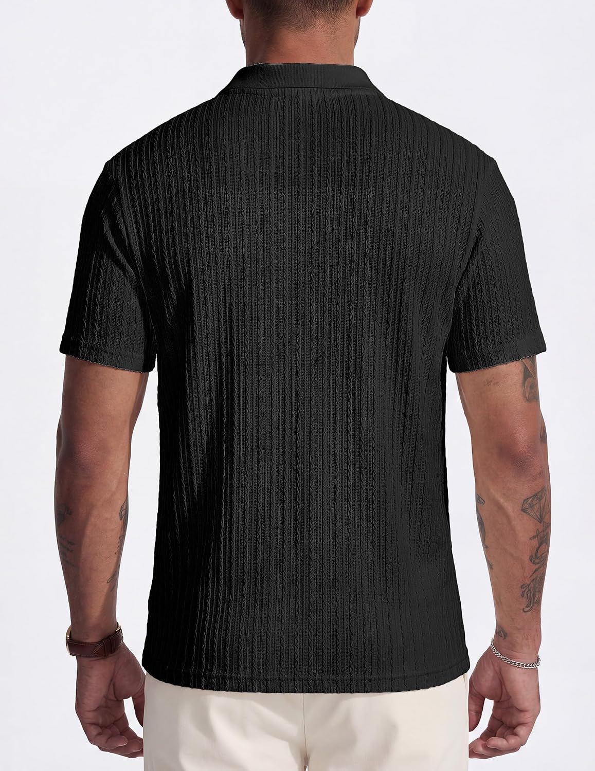 JMIERR Men's Textured Polo Shirt Short Sleeve - Image 7